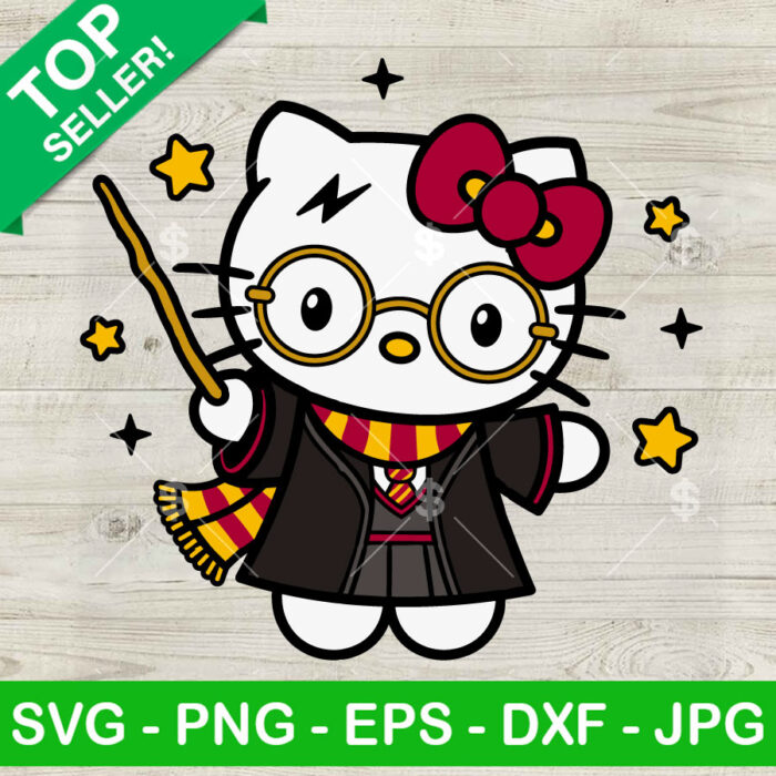 Hello Kitty Harry Potter SVG, Hello Potter SVG, Hogwarts School SVG PNG DXF