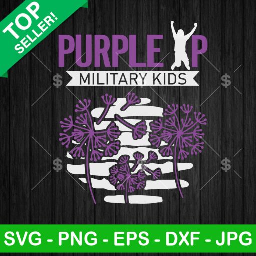 Purple Up Military Kids Dandelion Svg