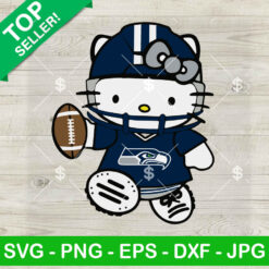 Sea Hawk Hello Kitty Football SVG, Sea Hawk NFL SVG, Cute Kitty Football Team SVG PNG DXF