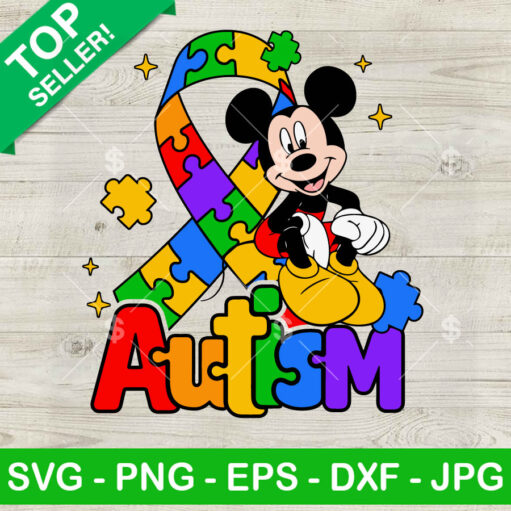 Mickey Mouse Autism Awareness Ribbon Svg