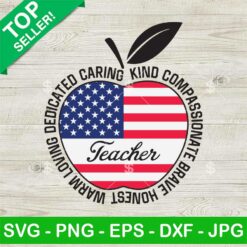 Teacher American Flag Apple SVG, Teacher Quotes SVG, Apple with USA Flag Teacher SVG PNG DXF EPS