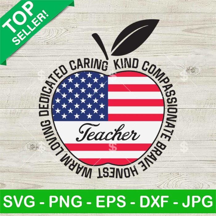Teacher American Flag Apple SVG