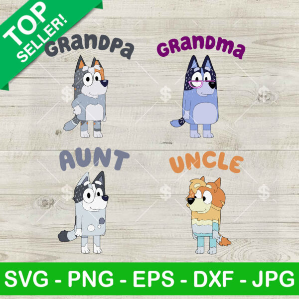 Grandpa Grandma Aunt Uncle Bluey SVG