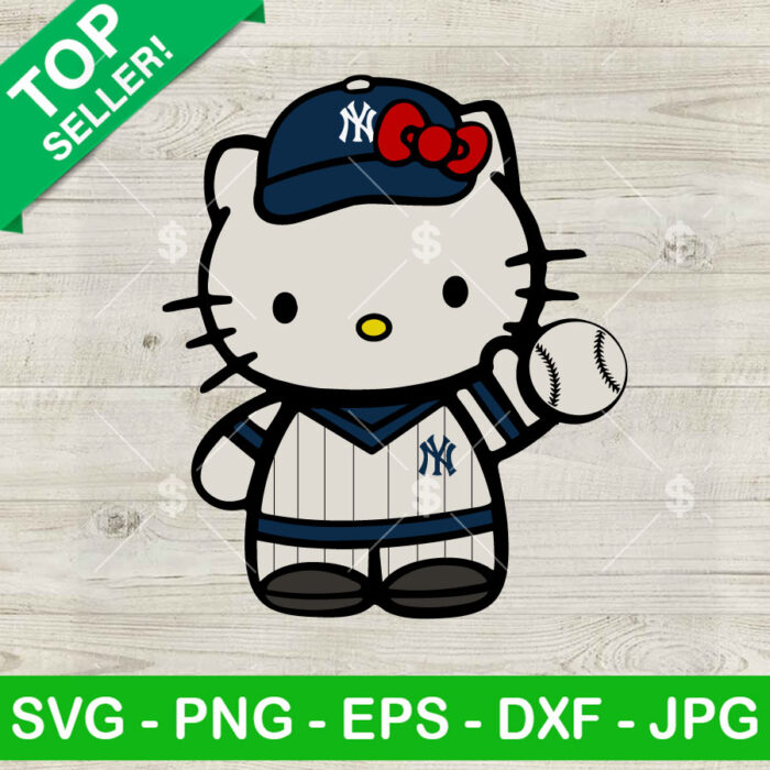 Hello Kitty New York Yankee SVG, Hello Kitty Baseball SVG, Kitty Baseball SVG PNG DXF