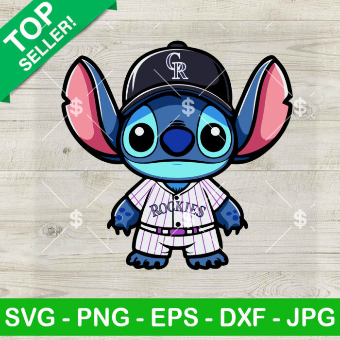 Baby Stitch Colorado Rockies Baseball MLB SVG, Colorado Rockies Báeball SVG, Stitch MLB SVG PNG DXF EPS Cricut Files