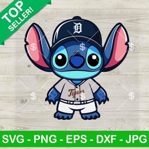 Baby Stitch Detroit Tigers Baseball Svg