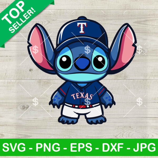 Cute Stitch Texas Rangers Baseball Team SVG