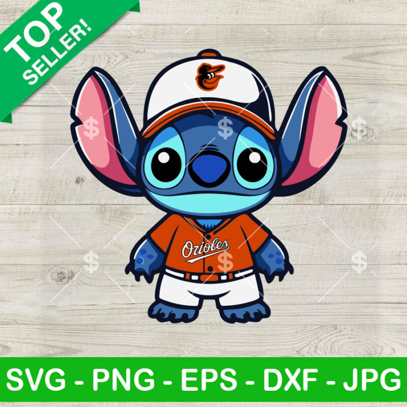 Stitch Baltimore Orioles MLB Baseball SVG, Stitch MLB Sport Team SVG, Disney Stitch Baltimore Orioles SVG PNG Cut file cricut