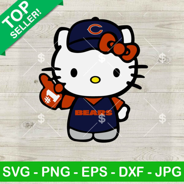 Hello Kitty Chicago Bears Football No 1 SVG