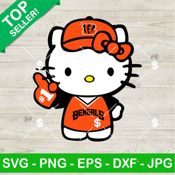 Hello Kitty Cincinnati Bengals Football No 1 SVG