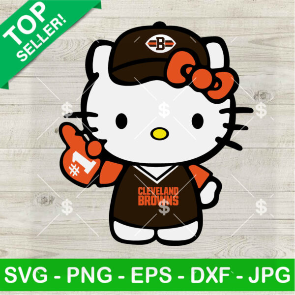 Hello Kitty Cleveland Browns Football No 1 SVG