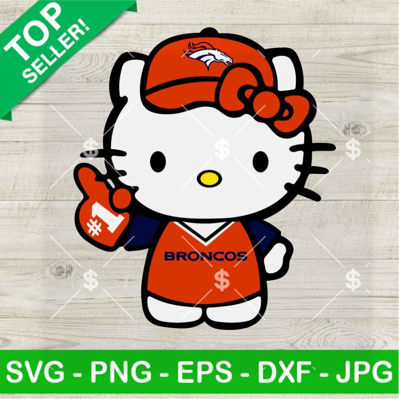 Hello Kitty Denver Broncos Football No 1 SVG, Denver Broncos NFL SVG ...