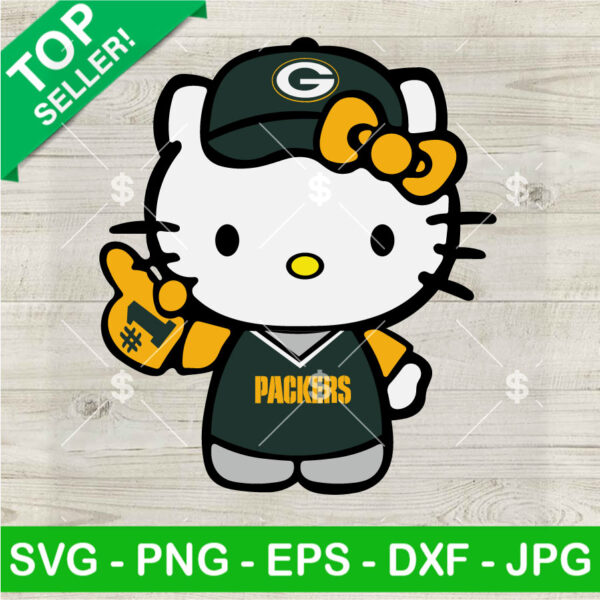 Hello Kitty Green Bay Packers Football No 1 SVG