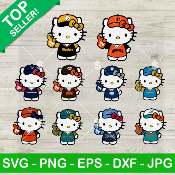 Hello Kitty NFL Team 10 Design SVG Bundle