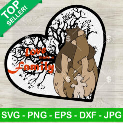 Family Bear Members In Heart Tree SVG, Love Make A Family SVG, Daddy Bear Hugging His Family SVG Digital Cut file cricut