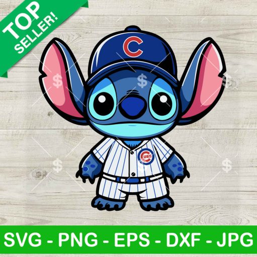 Lilo Stitch Chicago Cubs Mlb Baseball Svg