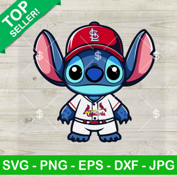Stitch St Louis Cardinals Baseball SVG
