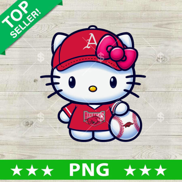 Hello Kitty Arkansas Razorbacks Baseball PNG