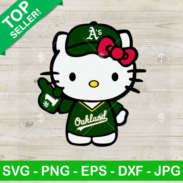 Hello Kitty Oakland Athletics Baseball SVG, Oakland Athletics Baseball MLB SVG, Hello Kitty Oakland Athletics SVG PNG Cut file cricut