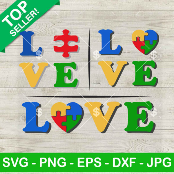 3 Design Autism Love SVG