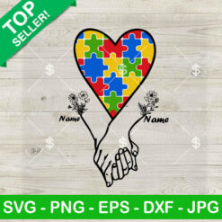 Holding Hands Autism Awareness Custom Name SVG