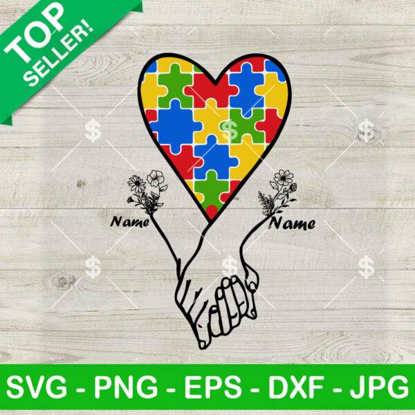 Holding Hands Autism Awareness Custom Name SVG