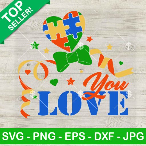 Autism Heart Love You SVG