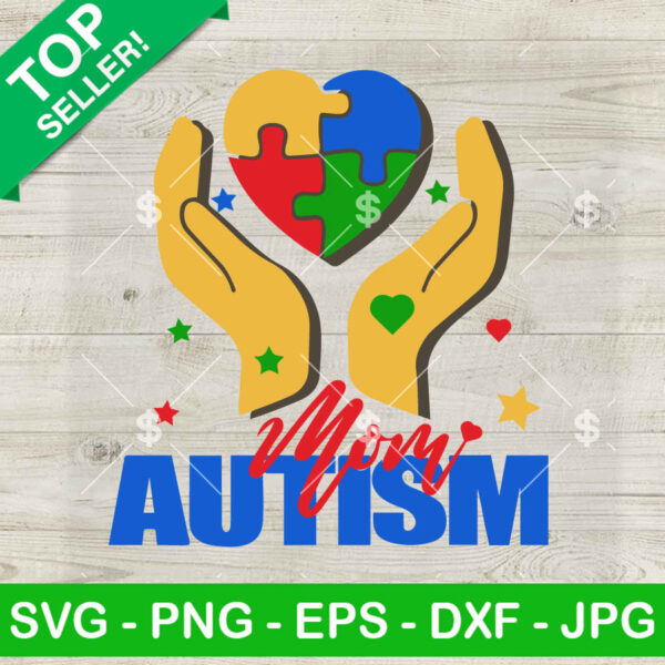 Autism Mom Heart Hand SVG