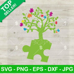 Autism Puzzle Piece Tree SVG