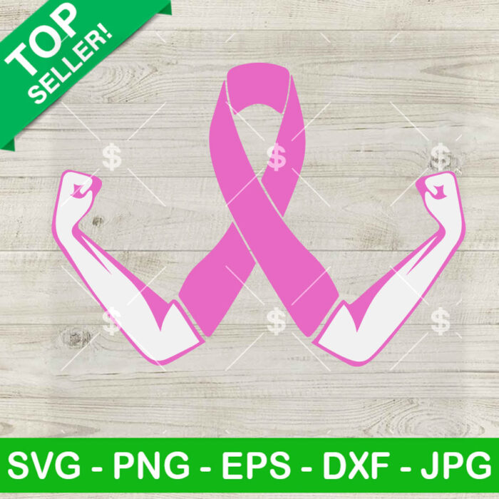 Breast Cancer Hand Power Ribbon SVG, Breast Cancer Ribbon SVG, Breast Cancer Design SVG Digital Cut file cricut