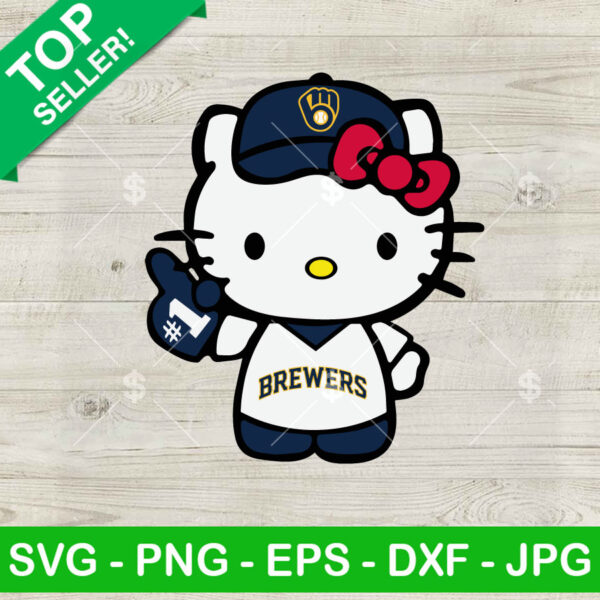 Hello Kitty Milwaukee Brewers Baseball SVG, Milwaukee Brewers Baseball MLB SVG, Hello Kitty Milwaukee Brewers SVG PNG Cut file cricut