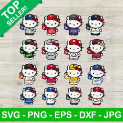 Hello Kitty Baseball MLB Bundle 16 designs SVG, Hello Kitty Baseball SVG, Hello Kitty MLB bundle SVG PNG Cut file cricut