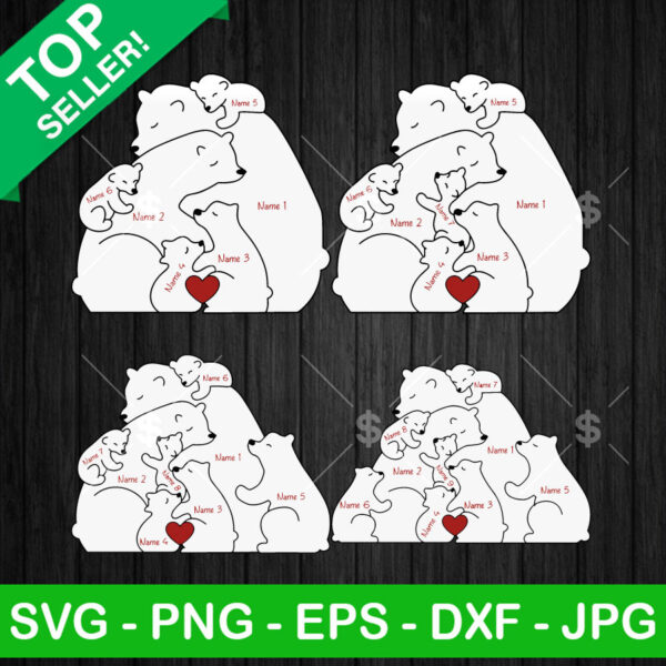 Bear Family Personalized Custom Name SVG