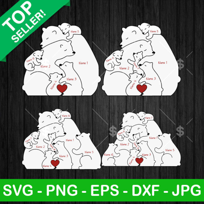 Bear Family Personalized Custom Name SVG