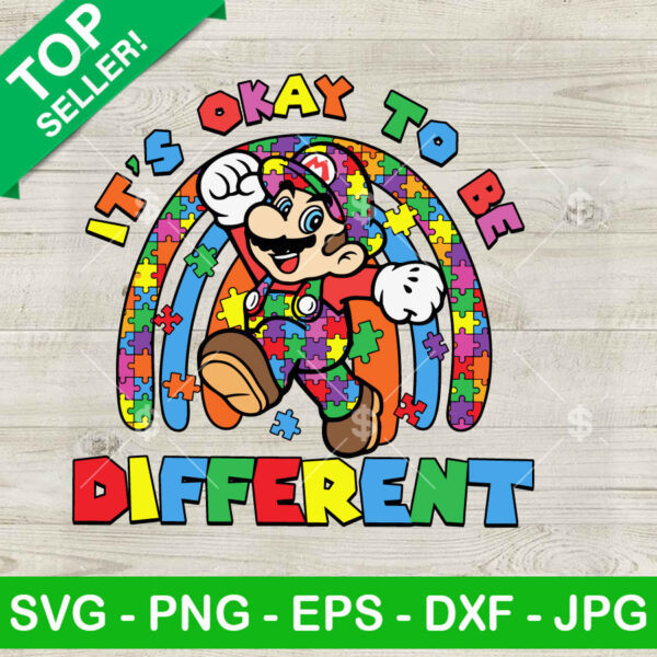 Super Mario Autism Awareness Rainbow SVG
