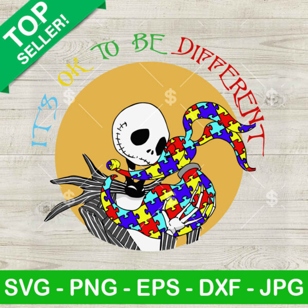 It's Ok To Be Different Jack Skellington Autism SVG
