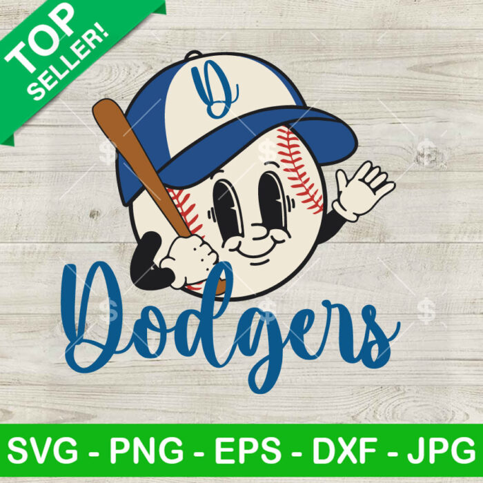 Vintage Dodgers Baseball Face SVG, Dodgers Baseball Smailey Face SVG, MLB SVG Cut file cricut