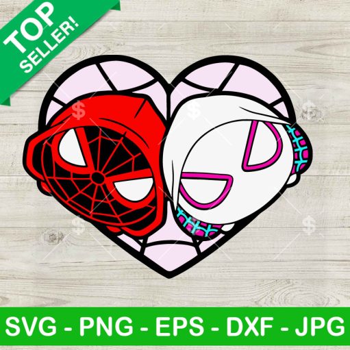 Spiderman And Stacy Gwen In Heart Svg