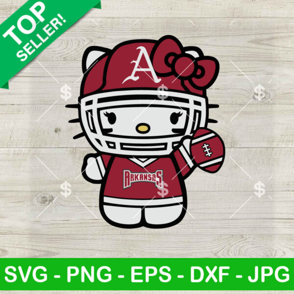 Red Hello Kitty Arkansas Razorbacks Football SVG