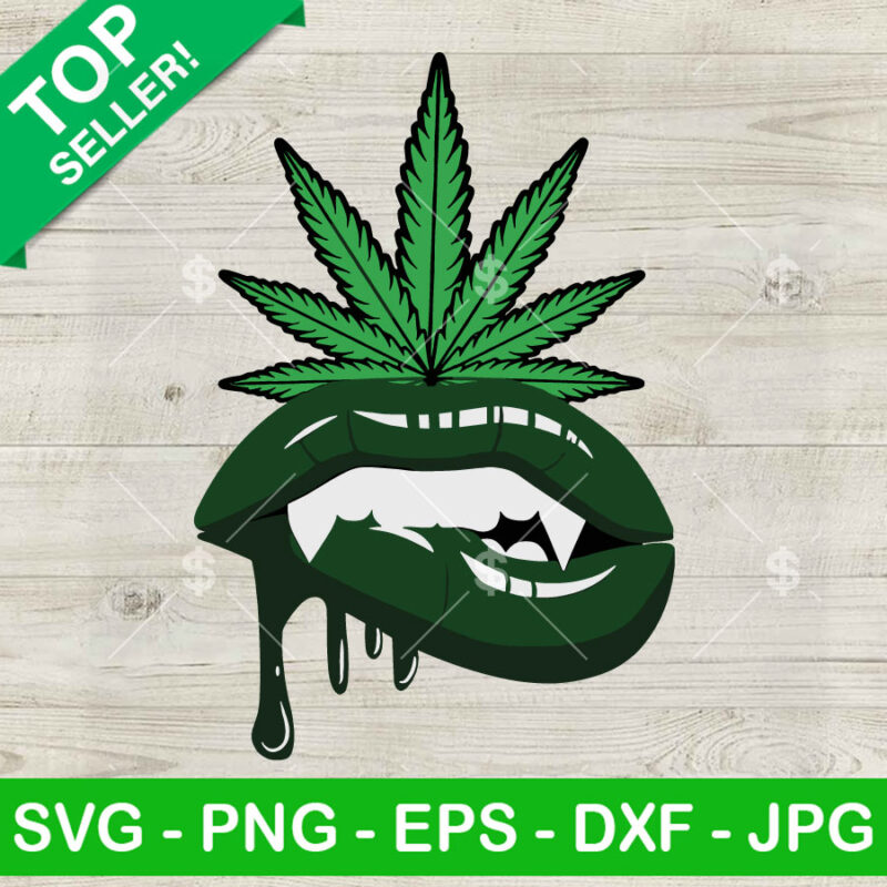 Cannabis Vampire Lips SVG, Vampire Sexy Lips SVG, 420 Day SVG PNG DXF EPS Cricut Files
