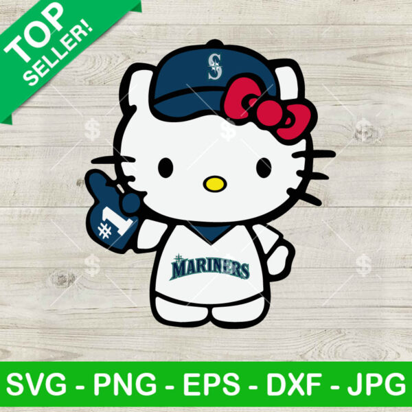Hello Kitty Seattle Mariners Baseball SVG, Seattle Mariners Baseball MLB SVG, Hello Kitty Seattle Mariners SVG PNG Cut file cricut