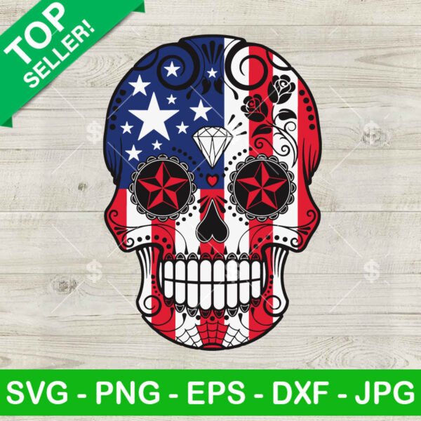 American Flag Mexican Skull SVG