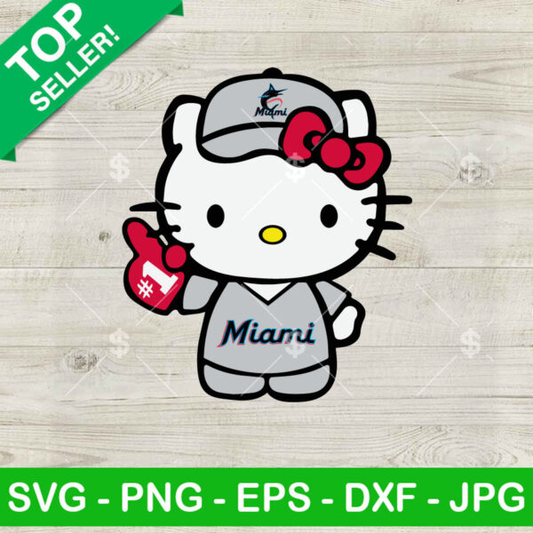 Hello Kitty Miami Marlins Baseball SVG