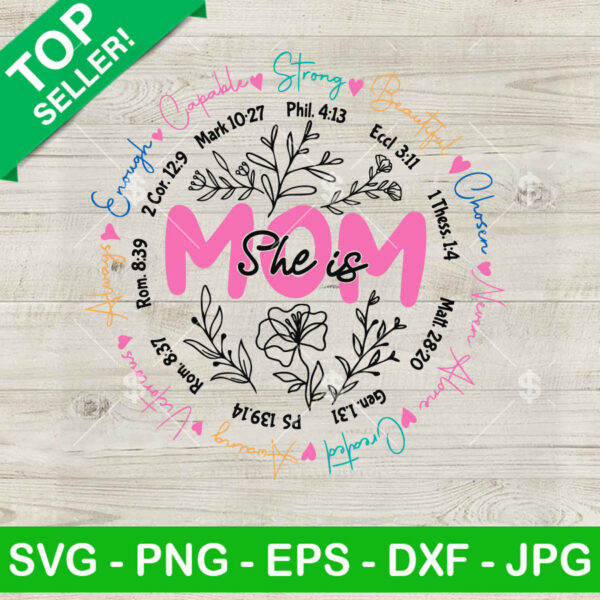 She Is Mom Blessed Mom Wild Flower SVG