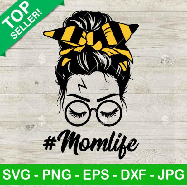 Harry Potter Mom Life SVG, Hufflepuff Messy Bun SVG, Funny Hogwarts Mom Quotes SVG Cut file cricut