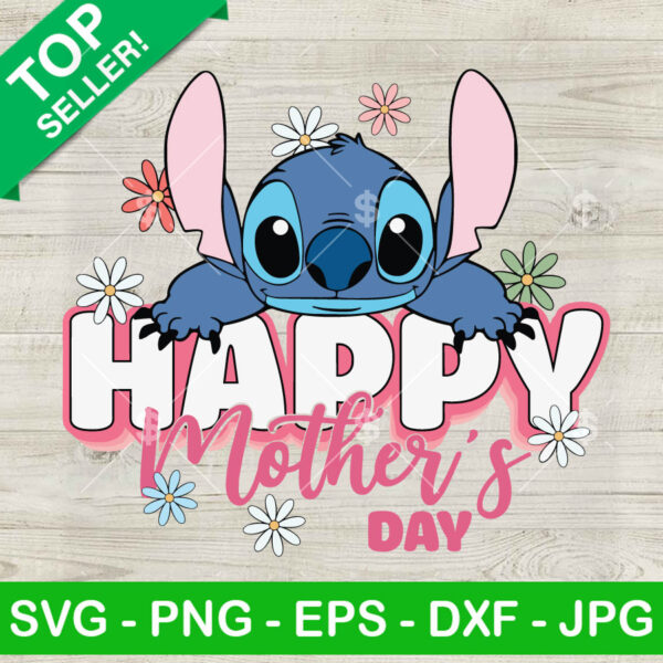 Cute Stitch Happy Mother's Day SVG