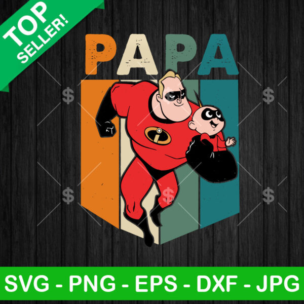 Vintage Incredible Papa And Son SVG, Super Family SVG, Incredible Father's Day SVG PNG DXF EPS Cricut Files