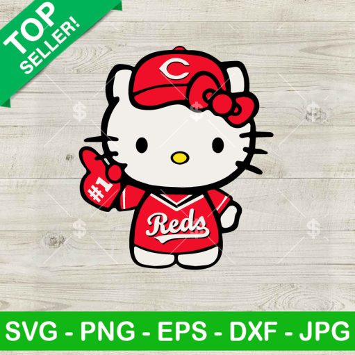 Hello Kitty Cincinnati Reds Baseball Svg