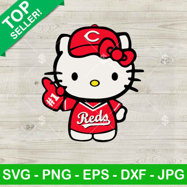 Hello Kitty Cincinnati Reds Baseball SVG, Cincinnati Reds Baseball MLB SVG, Hello Kitty Cincinnati Reds SVG PNG Cut file cricut
