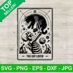 Skeleton The Cat Lover Tarot Card SVG